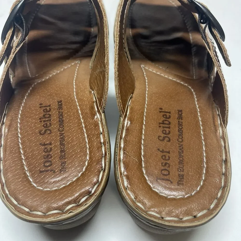 Josef Seibel Womens Catalonia 25 Dolomite Sandals Size 42 Leather Camel Slide